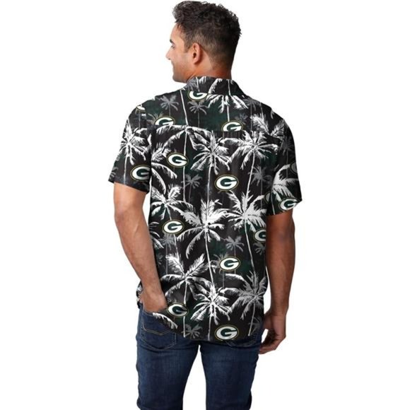 FOCO NFL Mens NFL Team Logo Floral Aloha Tropical Button Up Shirt - Picture 2 of 5